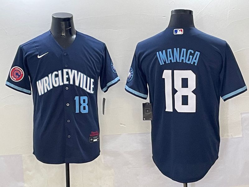 Men Chicago Cubs #18 Imanaga Dark Blue City Edition 2025 Nike MLB Jersey style 12